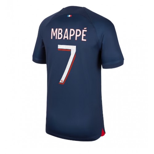 Fotballdrakt Herre Paris Saint-Germain Kylian Mbappe #7 Hjemmedrakt 2023-24 Kortermet